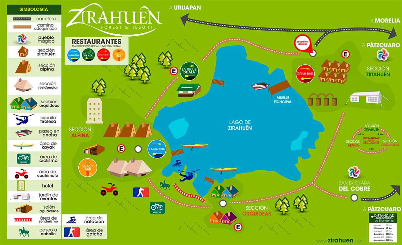Map Zirahuén Forest and Resort